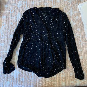Lucky Brand Button Up Blouse - Black & White hearts 🖤🤍